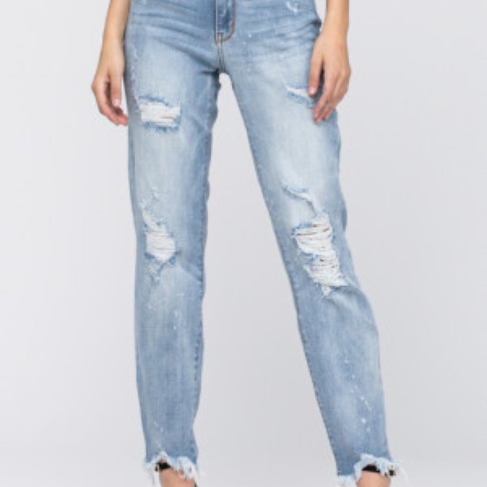 Destroyed Hem Beach Splash Boyfriend